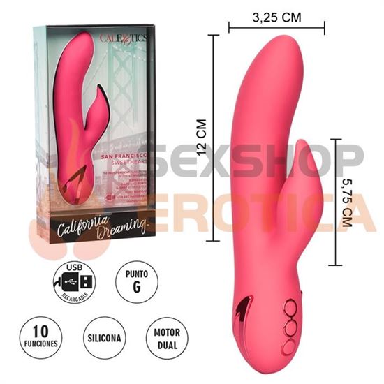 California Dreaming Vibrador con estimulador de clitoris y carga USB